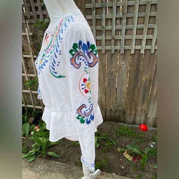 Anthropologie Forever That Girl Embroidered Peplum Blouse size M gorgeous NWT - Picture 4 of 12